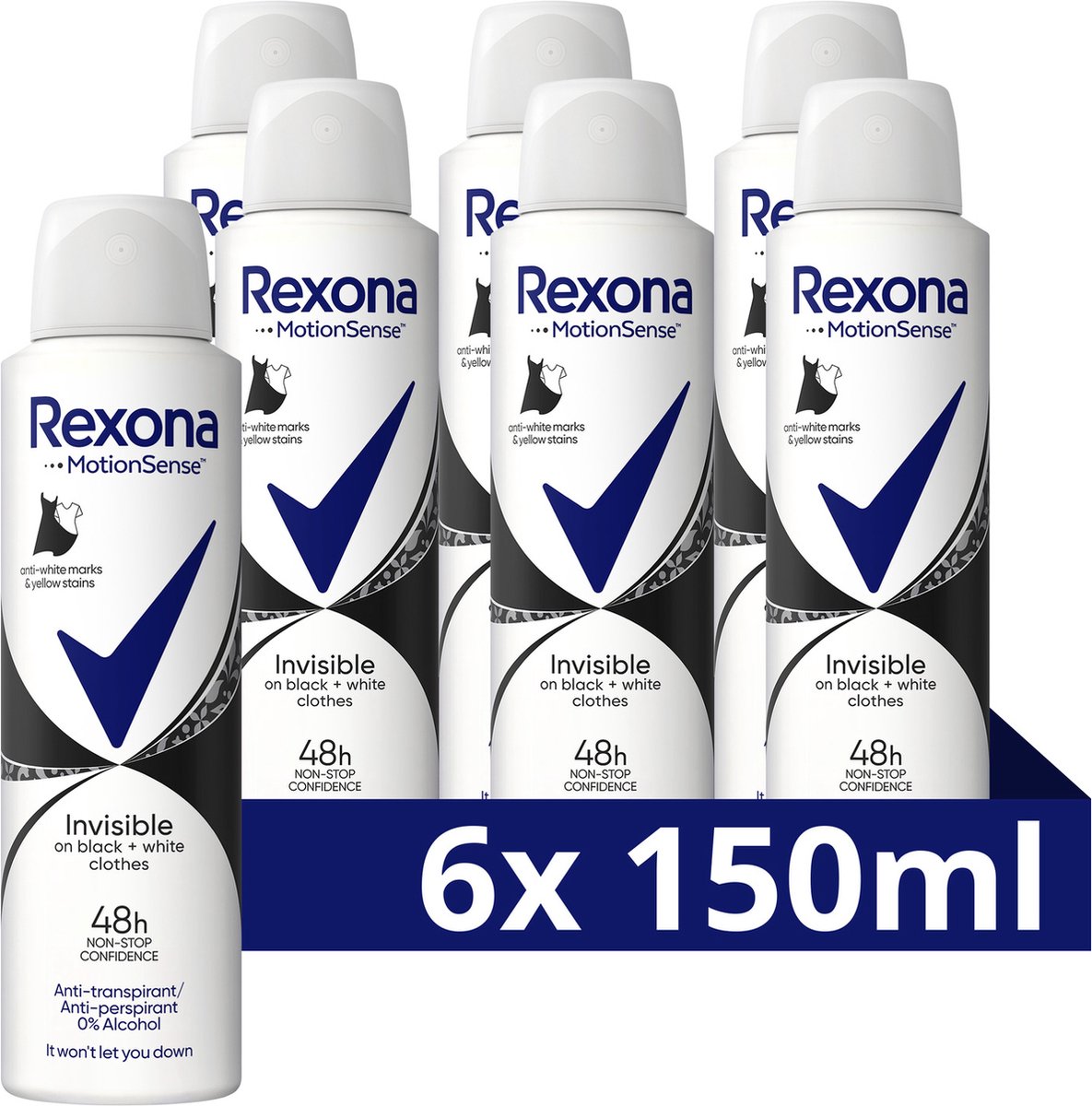 Rexona Women Invisible Diamond Deodorant - 6 x 150 ml - Voordeelverpakking