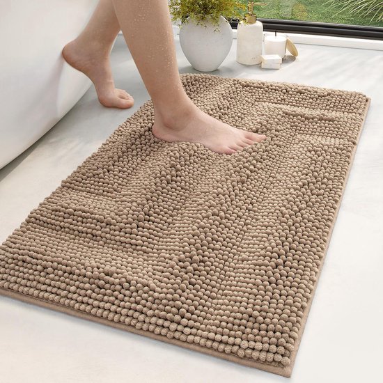 Badkamertapijt, zacht, dicht en absorberend, met antislip onderkant voor wastafel, bidet en toilet, 100% katoen, 3 stuks (1 stuk 50 x 80 cm 2 stuks 50 x 40 cm), lichtblauw