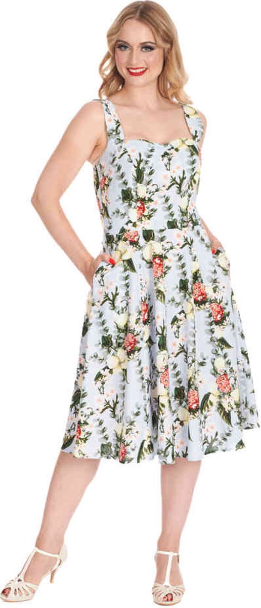 Banned - Bloom Swing Halter Flare jurk - M - Blauw