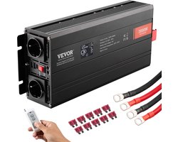 VEVOR Zuivere Sinusomvormer 3000W DC 12V AC 230V Spanningsomvormer 2 AC-aansluitingen 2 USB-poorten 1 Type-C-poort LCD-display en Afstandsbediening voor Grote Huishoudelijke Apparaten
