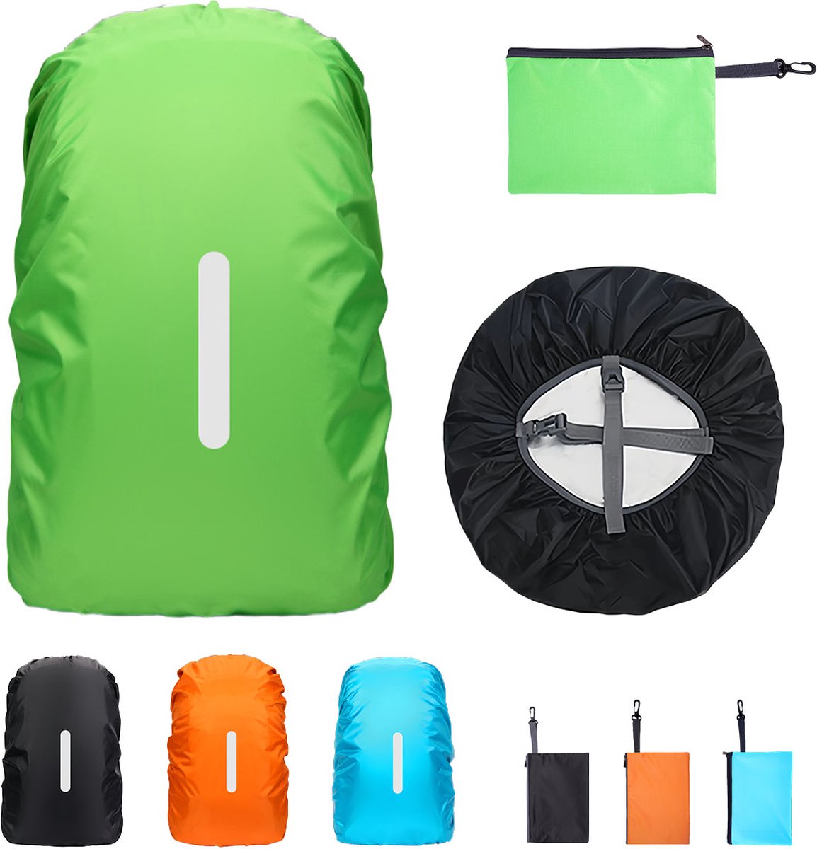 MØBLER & CO Regenhoes Rugzak - Rugzakhoes - Waterdicht & Reflecterende - Flightbag 30 t/m 40 Liter -Groen - Maat M