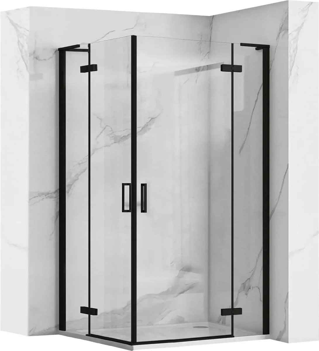 Rea Hugo Double Black 80X100 - 200 cm - Douchecabine - Rechthoek - Zwart