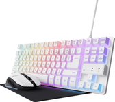 Trust GXT 974W Thadox - Gaming Toetsenbord en Draadloze Muis - Inclusief Muismat - TKL - Verlichting - Wit