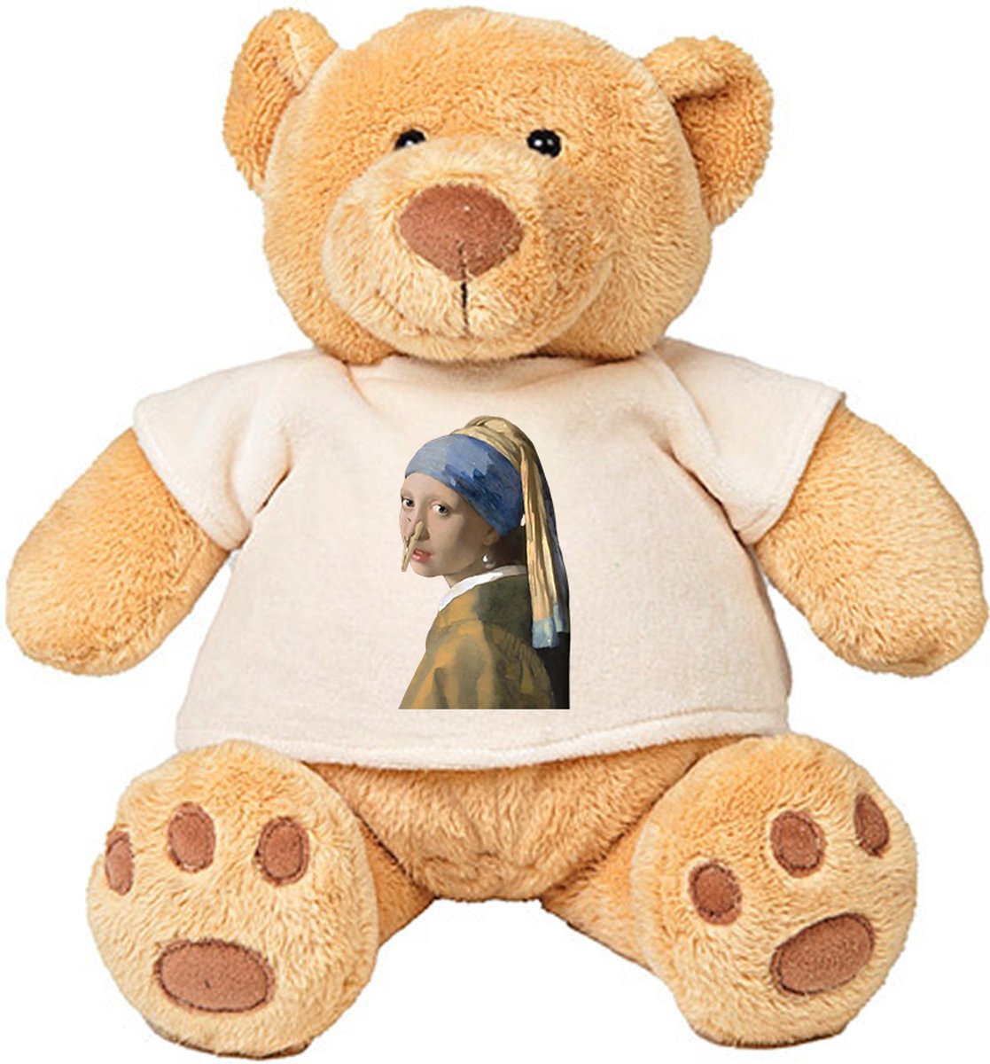 Teddy Beer Meisje met de parel met wasknijper - kunst - abnormaal - design - neus - knuffel