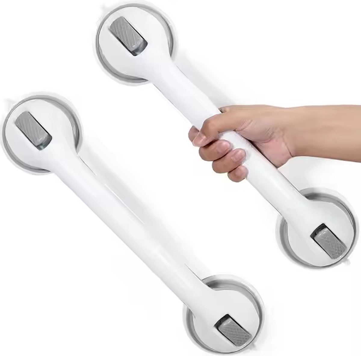 [Flexpert] [douche handgreep met zuignap] [handgreep] [handvat met zuignap] [handvat voor ouderen] [handgreep badkamer] [lengte 42cm] [100kg belastbaar] [wit grijs]
