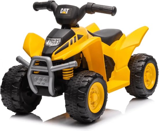 CAT Elektrische Kinderquad 1 tot 3 jaar – Officieel Gelicentieerd 6V Accuvoertuig met LED-Koplampen & Claxon – Compacte Kinderquad met Eenvoudige Bediening & Slijtvaste Banden – Geel