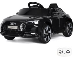 Audi e-Tron GT Full Option Elektrische Kinderauto 1 tot 4 jaar – Officieel Gelicentieerd Accuvoertuig met Lederen Zitje, Schokdempers & Bluetooth – 12V Kinderauto met Afstandsbediening, Werkende Deuren & Soft-Start – Zwart