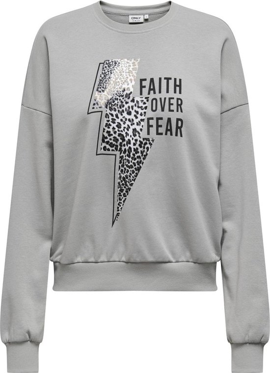 Pull pour femmes Only ONLRUNA L/ S O-NECK BOX CC SWT - Ultimate Grey Lightning Leo