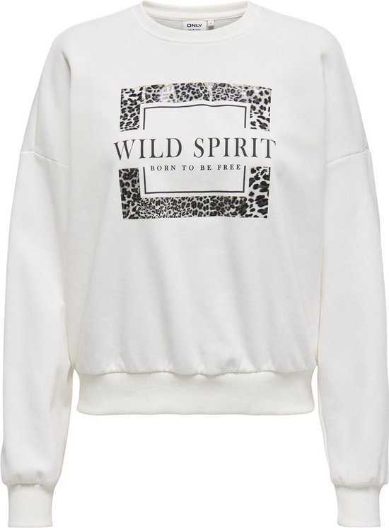 Pull pour femme Only ONLRUNA L/ S O-NECK BOX CC SWT - Cloud Dancer Wild Leo