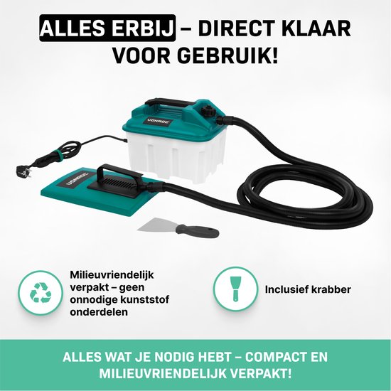 Behangafstomer set met 4.5L tank, 4m slang, stoomplaat en krabber, "ALLES ERBIJ - DIRECT KLAAR VOOR GEBRUIK!".