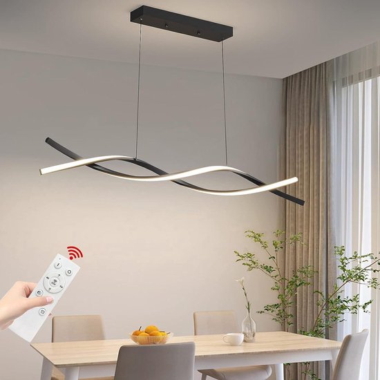 Moderne LED Kristal Hanglamp – Dimbare Eettafellamp Met Afstandsbediening, Zwart/Rookgrijs