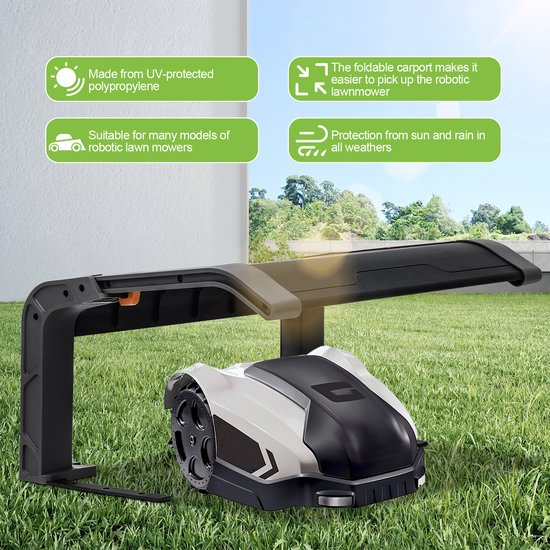 Garage pour robot tondeuse Abri robot pliable pour robot tondeuse 72x56x36 cm Zwart gris Parasol avec cadre en fer