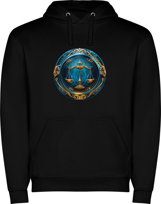 Sweat à capuche unisexe noir avec imprimé « Signe du zodiaque Balance coloré – Astrologie – Horoscope – Signes du Zodiac » en couleur de la marque Roly, taille XXL