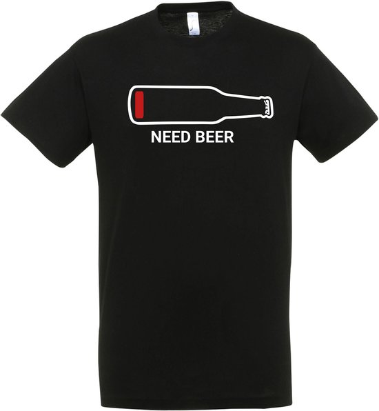 Need beer T-shirt - Bier t-shirt - CraftBeer - Proost - Heren - grappige drank feest teksten en zinnen - bierpakket kado idee - Maat L