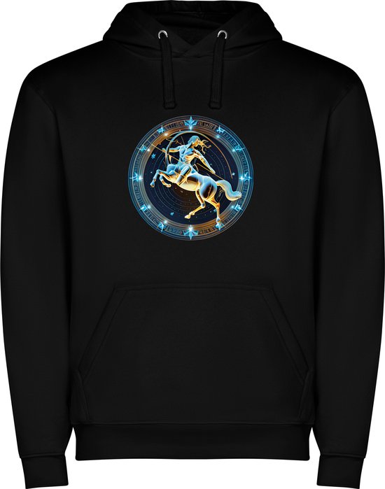 Sweat à capuche unisexe noir avec imprimé « Signe du zodiaque coloré Sagittaire – Astrologie – Horoscope – Signes du Zodiac » en couleur de la marque Roly taille M