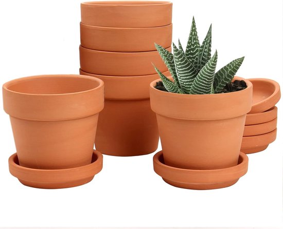 JAONLD Mini-bloempotten, 20 stuks, ronde kleipotten, kleine terracotta, bloempot, bloempot om te beschilderen, voor het kweken van vetplanten, miniplanten, handgemaakt (4,5 x 4,5 cm