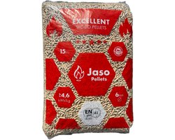 Jaso - Premium Houtpellets - Pellets voor Pelletkachel - Pelletkorrels - 15KG - 100% Naaldhout - 4.9 kWh/kg -