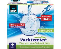 Bison Vochtvreter® navultablet 2x 100 g, luchtontvochtiger, geschikt voor Bison Vochtvreter® Ambiance, bestrijd hoge luchtvochtigheid, geen batterij nodig, ook geschikt voor caravans en campers