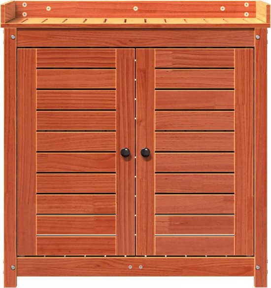 The Living Store Table d'empotage en bois de pin Massief - 82,5 x 50 x 86,5 cm - Espace de rangement - Ventilé - Look rustique naturel