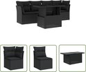 Ensemble de salon en rotin noir avec table réglable, comprenant une chaise d'angle, une chaise et une table.