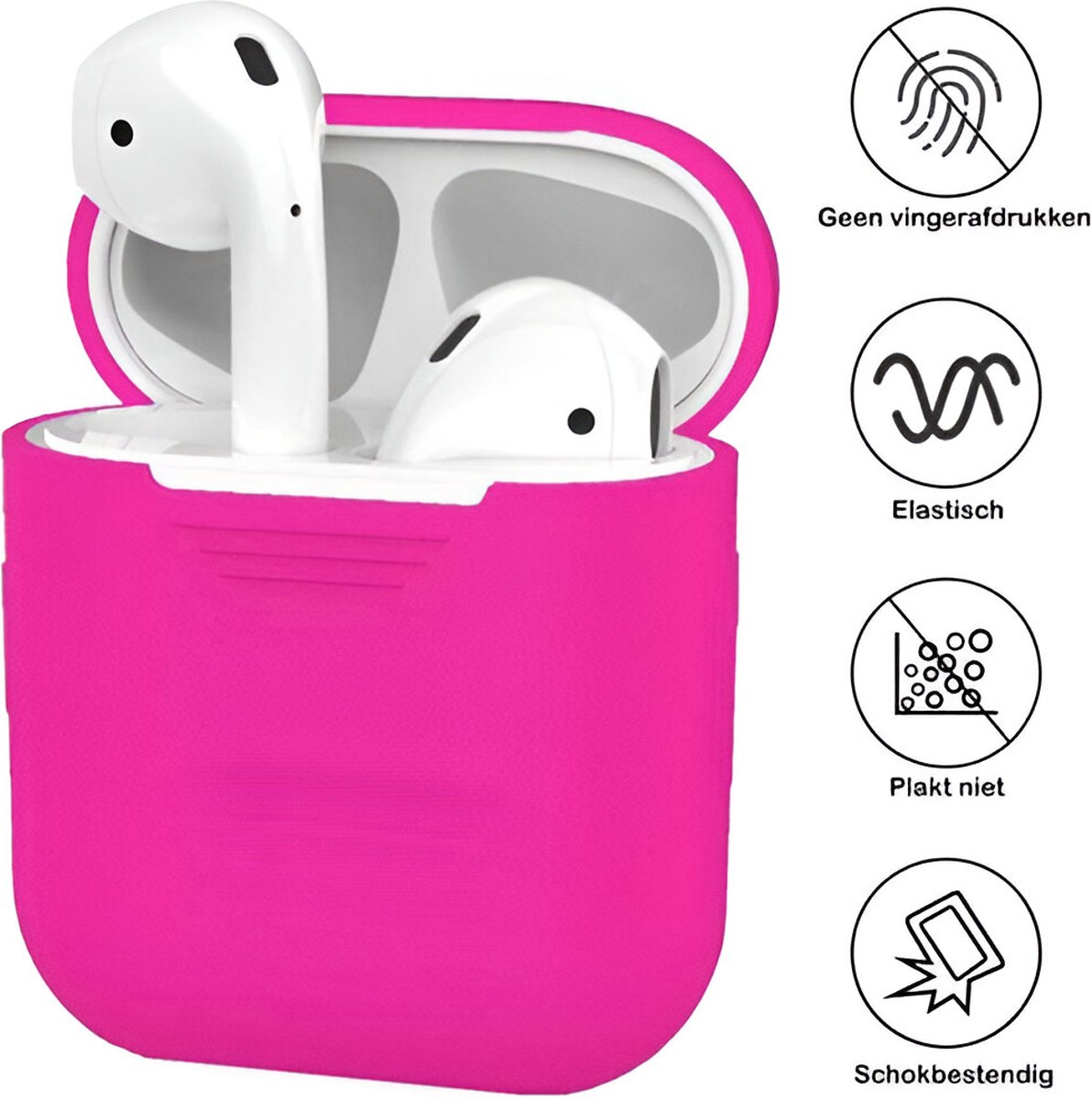 AirPods 2 hoesje siliconen soepel beschermhoes AirPods 1 case fel roze schokbestendig draadloos opladen - Afbeelding 2