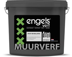 Engels Verf - Muurverf Latex Mat - Waterbasis - Dekkend Wit - Spuit en rollatex - 2,5L