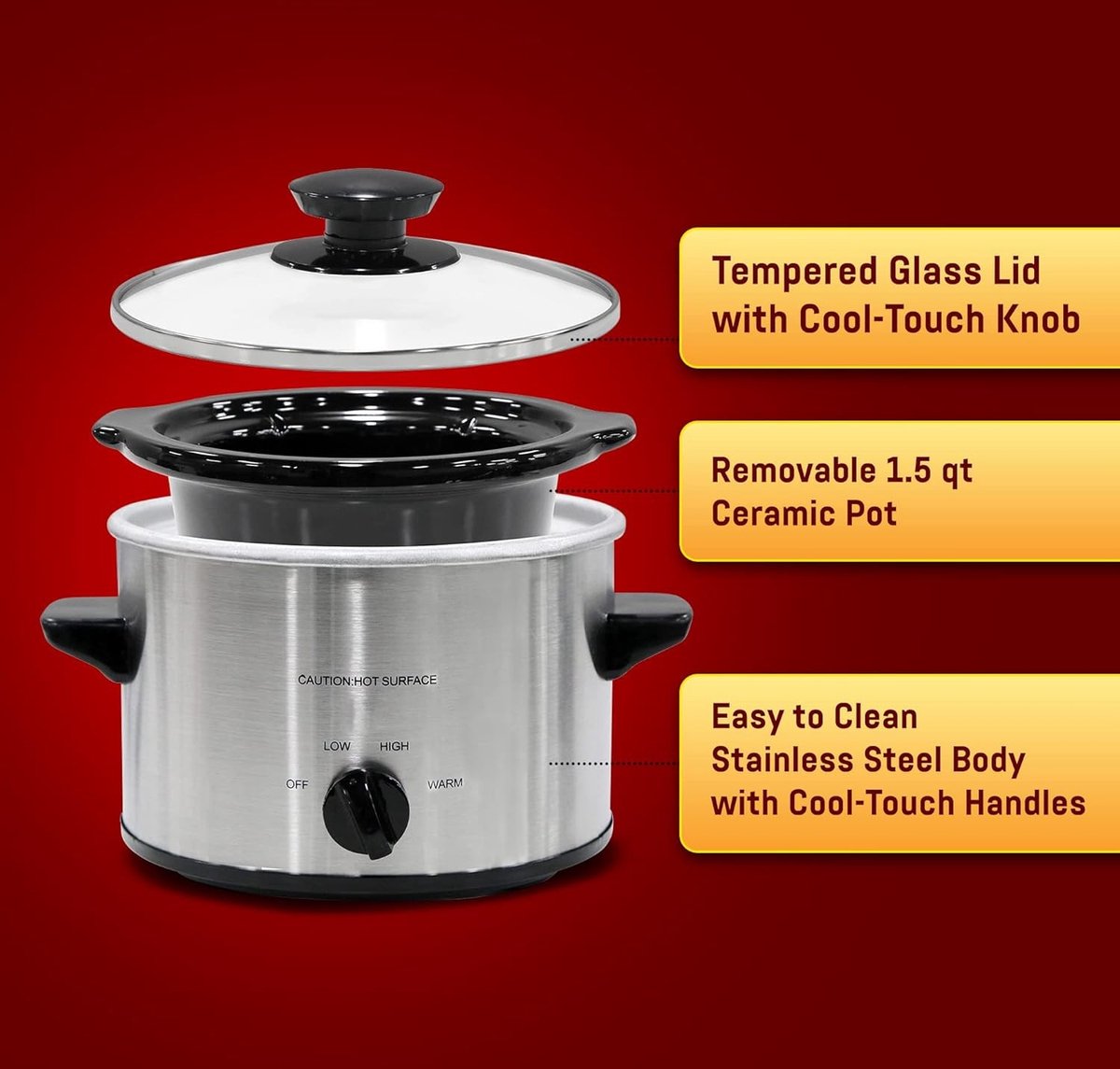 Afbeelding 3 van Slowcooker met Timer - Programmeerbare slowcooker - Elektrische slowcooker - Digitale slowcooker - Binnenpan - Eten