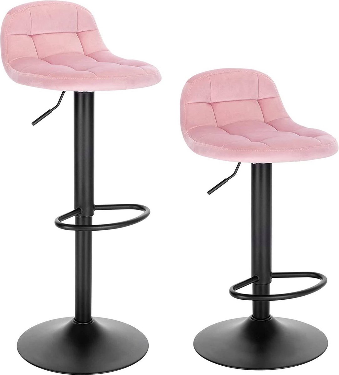 Bolt Edge Barkrukken - Roze - Velvet - Ergonomisch - Verstelbaar - Zithoogte 62-83cm - Set van 2