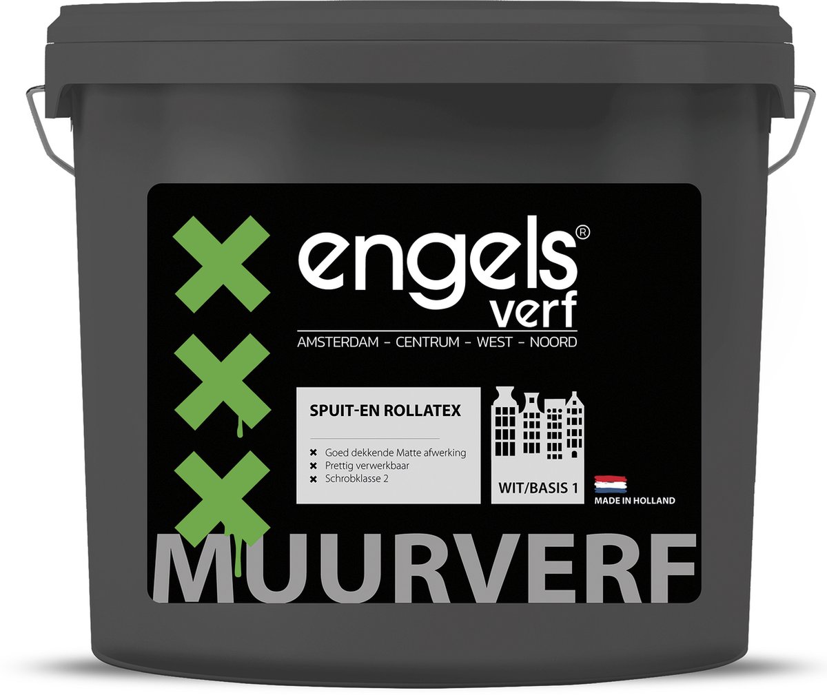 Engels Verf - Muurverf Latex Mat - Waterbasis - Ral 9010 - Spuit en rollatex - 2,5 Liter