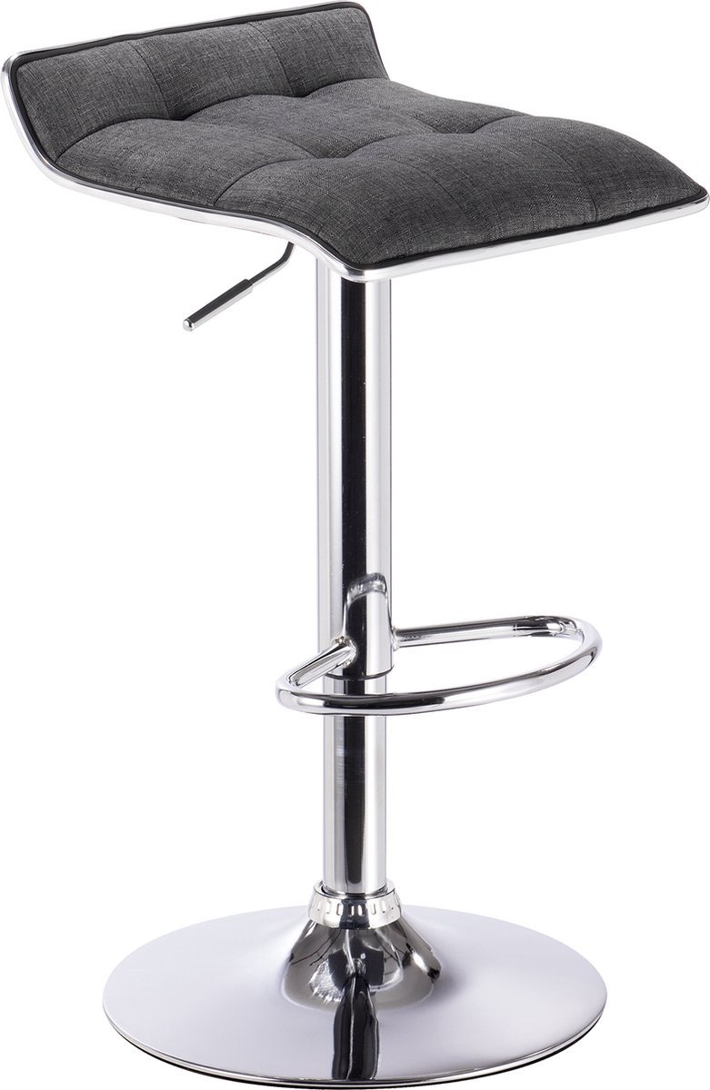 Bolt Edge Barkruk - Donkergrijs - Linnen - Verstelbaar - Mini rugleuning - Zithoogte 62-84cm - Set van 1