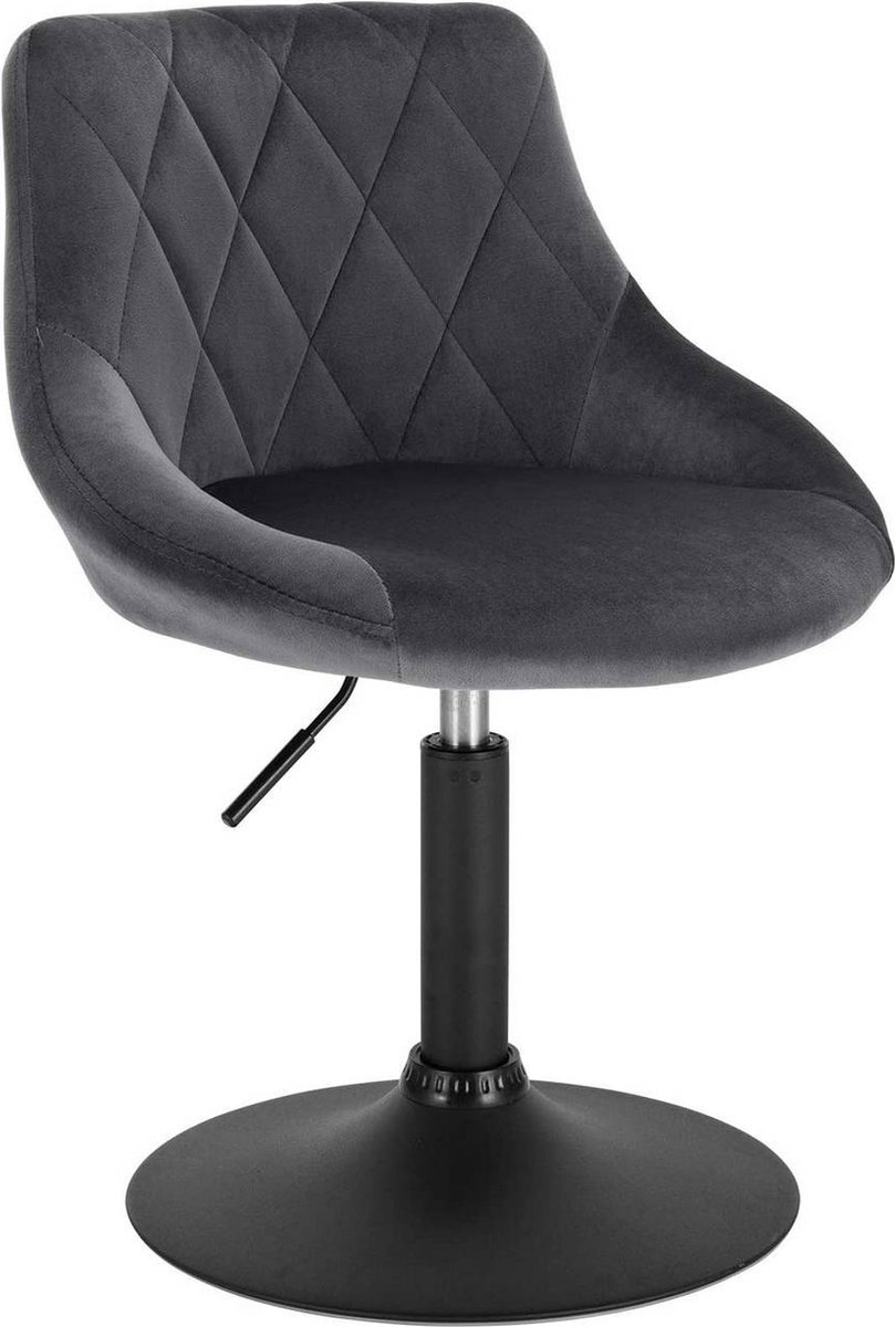 Bolt Edge Barkruk - Industrial - Donkergrijs - Velvet - Verstelbaar - Met rugleuning - Set van 1
