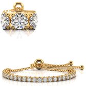 Bracelet Tennis Femme Semyco - Bracelet Tennis Ajustable - Doré - Élégant - Cadeau Petite Amie Mère Anniversaire Saint Valentin - Aurora