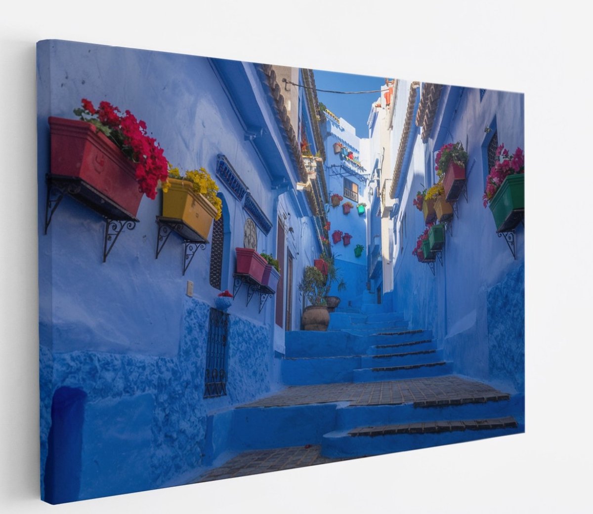 Saammp Canvas Schilderij - Blauwe Stad - Landen - 40x30 - Foto op canvas - Wanddecoratie - muurdecoratie Woonkamer - Slaapkamer decoratie - Canvas Print Multicolor