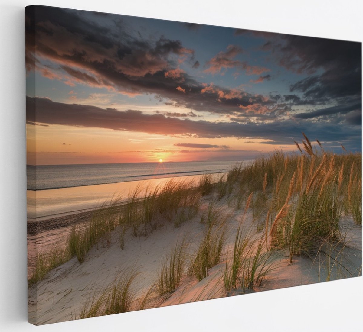 Saammp Canvas Schilderij - Strand - Zee - 30x20 - Foto op canvas - Wanddecoratie - muurdecoratie Woonkamer - Slaapkamer decoratie - Canvas Print Multicolor