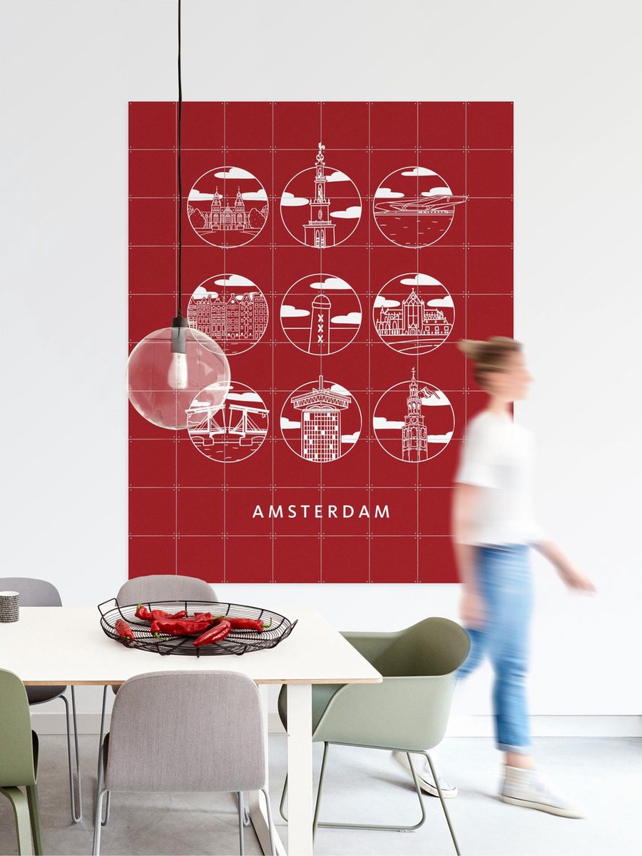 IXXI Amsterdam Icons - Mono, Art Studio Jet & Kunst in Kaart - 80 x 100 cm - Gratis ophangtool - Grote wanddecoratie en posters - Illustraties, Line