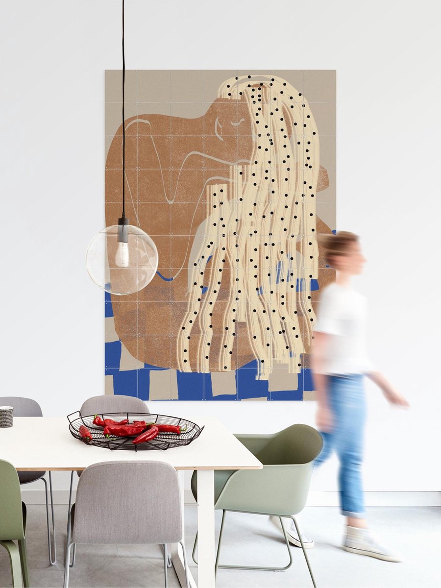 IXXI Moody girl, The Miuus Studio - 80 x 100 cm - Gratis ophangtool - Grote wanddecoratie en posters - Minimalisme, Abstract, Speels, Illustraties