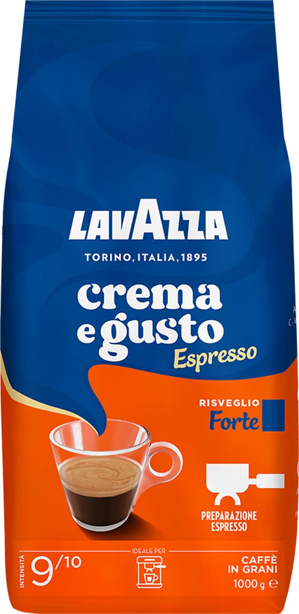 Goedkoopste Lavazza Crema e Gusto Forte Koffiebonen - Koffie Blend van Robusta en Arabica Bonen - Intensiteit 9/10 - 1 kg