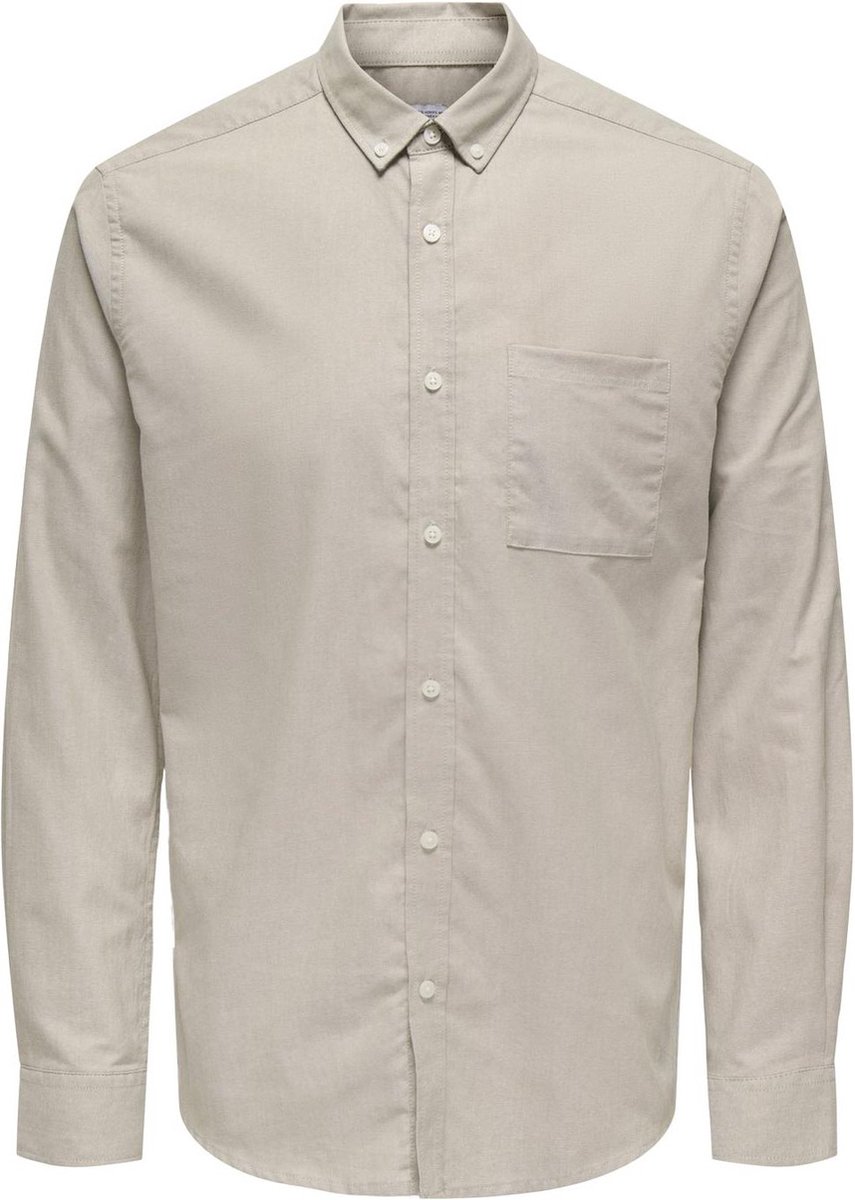 ONLY & SONS ONSALVARO SLIM LS OXFORD SHIRT NOOS FRML Heren Overhemd - Chinchilla