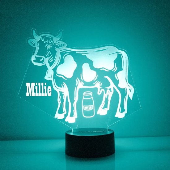 Lamp koe met naam - boerderijdieren - gepersonaliseerd - nachtlamp - boerderij