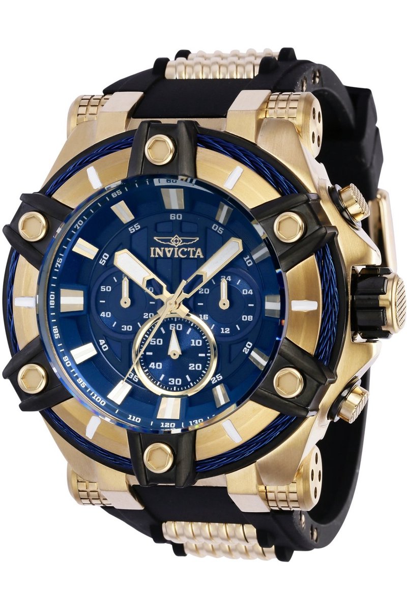 Invicta Bolt 39187 Heren Horloge - Waterdicht - Analoog - Quartz Uurwerk - Roestvrij Staal met blauwe Wijzerplaat - 52mm