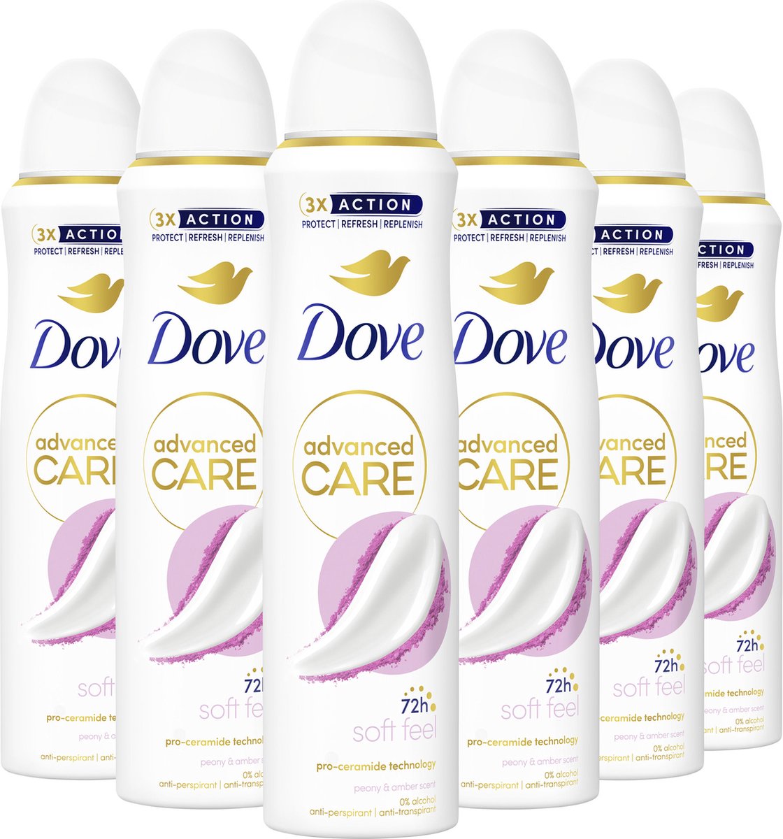 Dove Advanced Care Soft Feel Anti-Transpirant Deodorant Spray - 6 x 150 ml - Voordeelverpakking