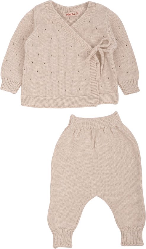 Set de Vêtements Bébé nouveau-né Minora - Garçons et Filles - Combinaison 2 pièces - 1/3 mois - Cadeau de maternité - Baby Shower - Salopette nouveau-né hiver - Beige