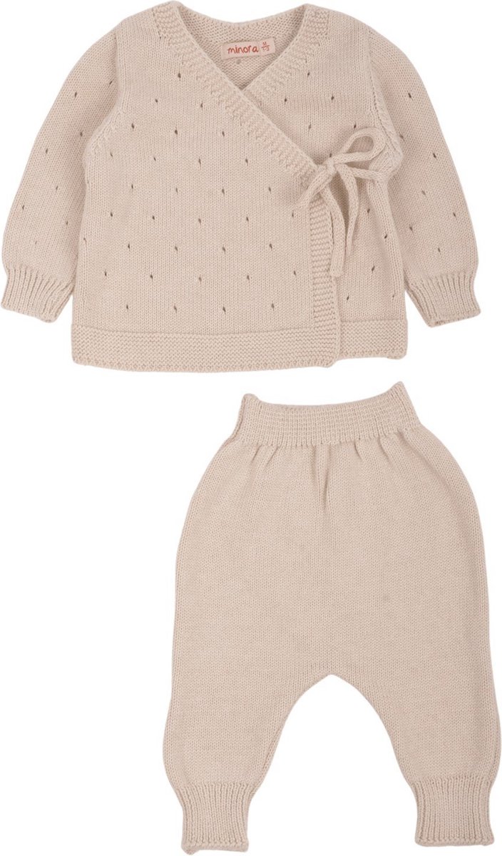 Minora Newborn Baby Kleding Set - Jongens en Meisjes - 2 Delig pakje - 1/3 Maanden- Kraamcadeau - Babyshower-Newborn overalls winter- Beige- Sinterklaas
