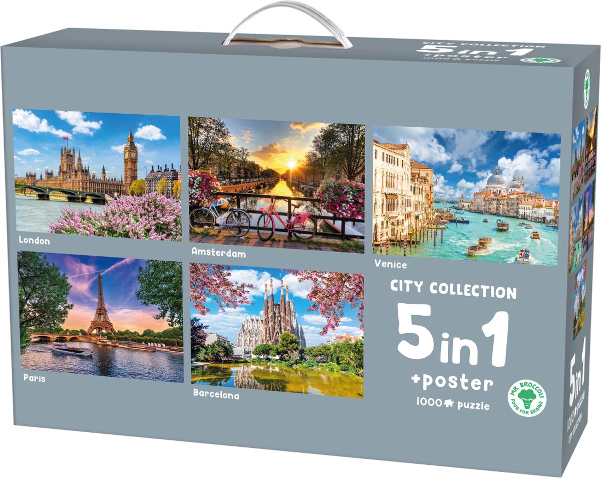 Mr. Broccoli - city collection - 5 x 1000 stukjes legpuzzel - inclusief poster - fsc® - puzzel voor volwassenen