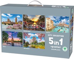 Mr. Broccoli - City Collection - 5 x 1000 Stukjes Legpuzzel - Inclusief Poster - FSC® - Puzzel voor Volwassenen