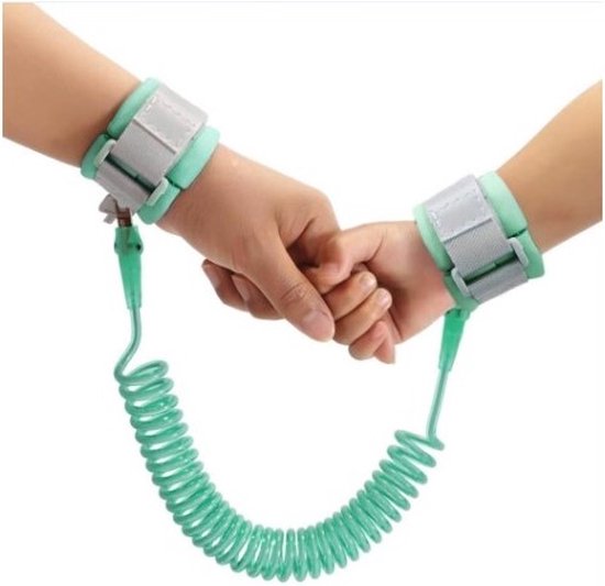 Jumada's Polstuigje Kinderen - Polsbandje - Kindertuigje - Looplijn Peuter - Wandelkoortje - 360 Graden Draaibaar - Zeegroen - 1.5 Meter