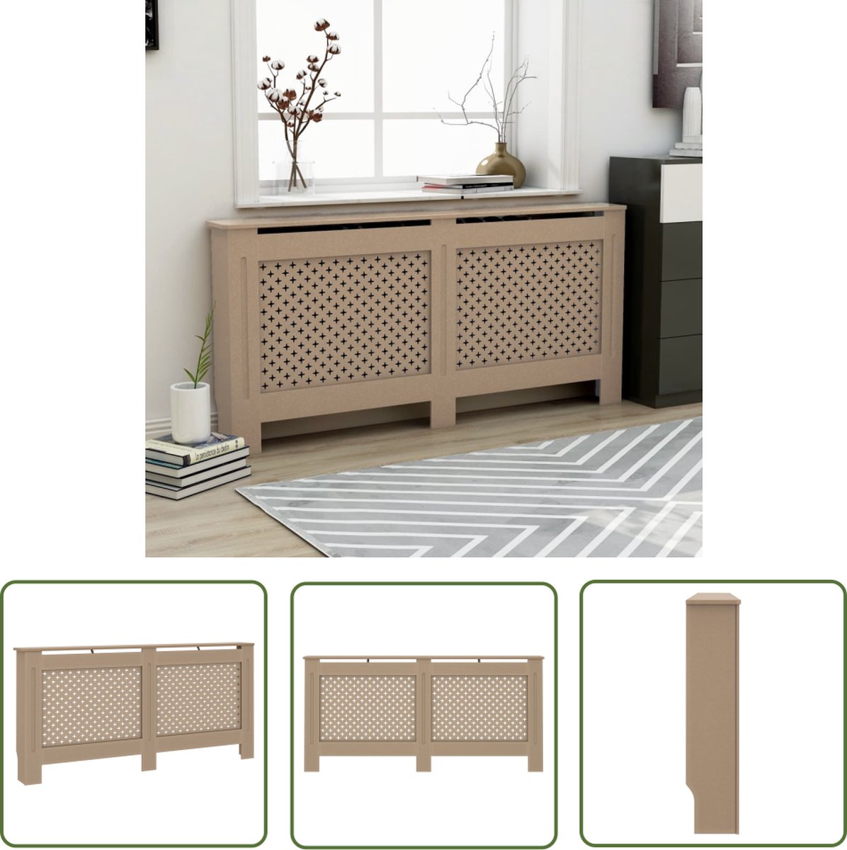 Radiatorombouw 175x20x82 cm bewerkt hout bruin eikenkleurig