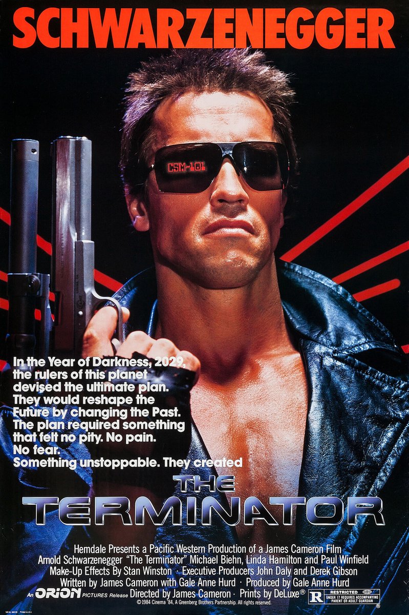 karo-art Poster - Terminator, 1984, Originele Filmposter, Premium Print, Professioneel Fotopapier Multikleur