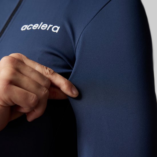 Maillot de cyclisme polaire Acelera à manches longues, veste de cyclisme Dark Blue - Thermo - Veste de cyclisme - Veste de course cycliste - Veste de cyclisme - Femme - Maillot de cyclisme à manches longues - Taille M