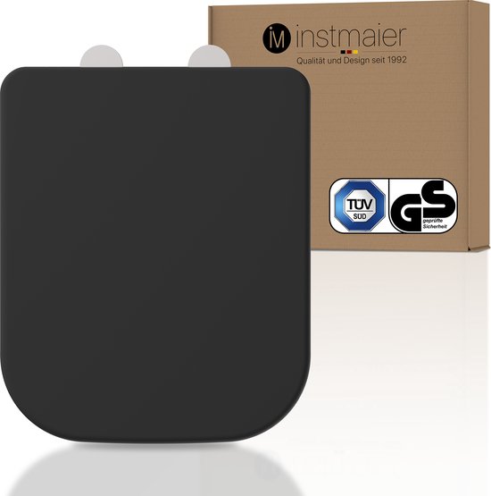 Siège de toilette instmaier - Testé TÜV - Duroplast - Forme angulaire - Zwart